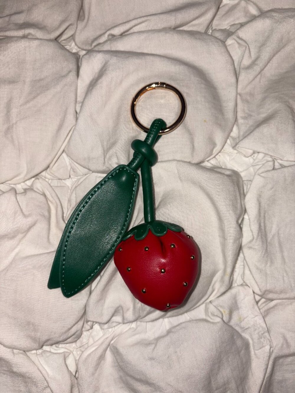 Free People Leather Studded Strawberry Bag Charm